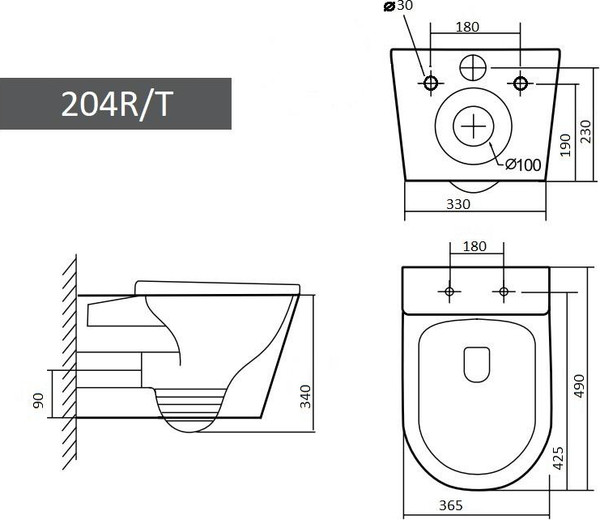 Изображение товара Унитаз подвесной с инсталляцией Grado GD-W204T + GROHE Rapid SL 39504000 (с кнопкой смыва)