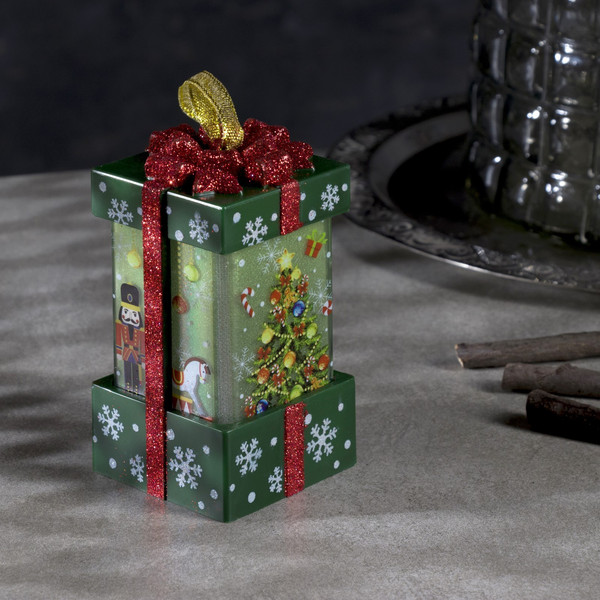 Изображение товара Световая фигурка Luazon Зеленый подарок с елкой 7599699