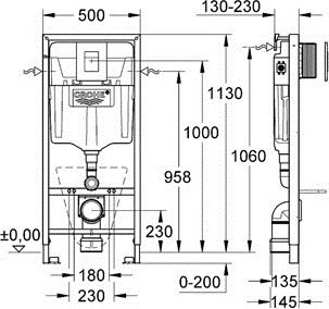 Изображение товара Унитаз подвесной с инсталляцией Grado GD-W203T + GROHE Rapid SL 38772001 (с кнопкой смыва)