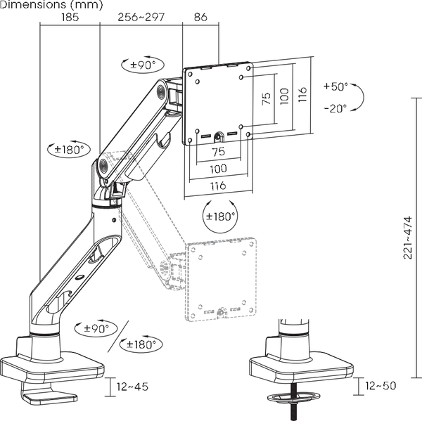 Изображение товара Кронштейн для монитора Ergosmart Heavy-Duty Lux (полированный алюминий)