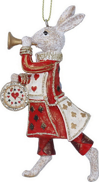 Изображение товара Елочная игрушка Gisela Graham Alice in Christmas Land Белый кролик с трубой / 10036
