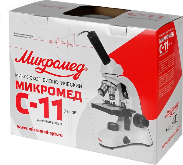 Изображение товара Микроскоп цифровой Микромед С-11 вар. 3B цифровой в кейсе / 32807