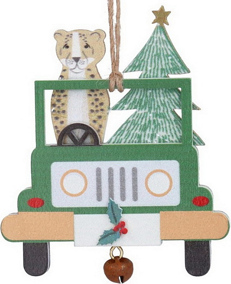 Изображение товара Елочная игрушка Gisela Graham Going Home For Christmas Леопард в машине / 10354_2