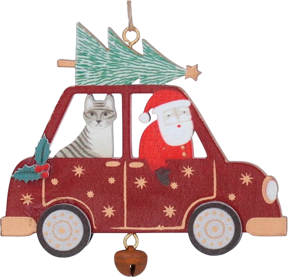 Изображение товара Елочная игрушка Gisela Graham Going Home For Christmas Санта и Кот / 10365_1