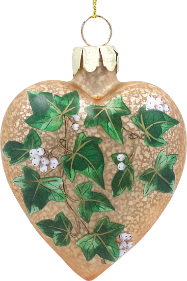 Изображение товара Елочная игрушка Gisela Graham All Glass Сердце с листьями плюща / 00675