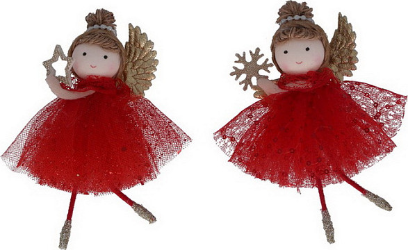 Изображение товара Подвеска новогодняя Gisela Graham Craft Corner Фея в платье винного цвета / 15105