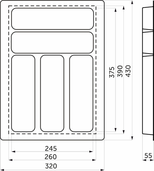 Изображение товара Органайзер для столовых приборов AKS 400 Marble 320х430 (черный/серый мрамор)