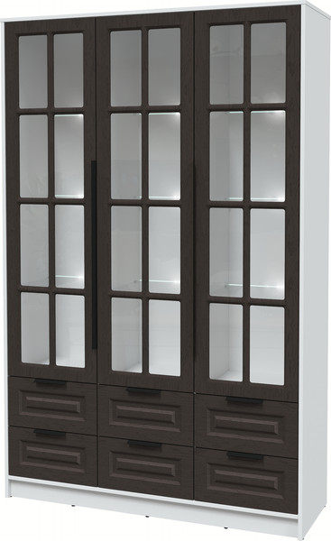 Изображение товара Шкаф с витриной Интерлиния Концепт КТ-ШВ3 с подсветкой Деко (белый платинум/дуб английский)