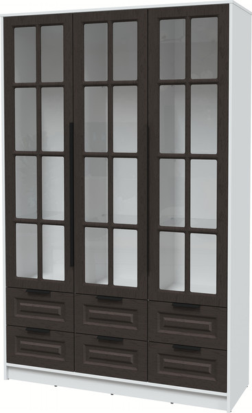 Изображение товара Шкаф с витриной Интерлиния Концепт КТ-ШВ3 Деко (белый платинум/дуб английский)