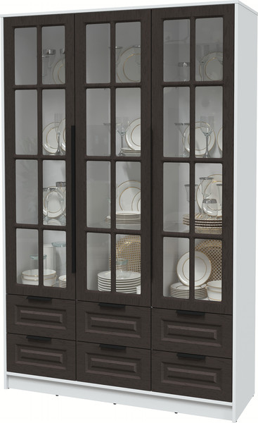 Изображение товара Шкаф с витриной Интерлиния Концепт КТ-ШВ3 Деко (белый платинум/дуб английский)