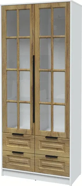 Изображение товара Шкаф с витриной Интерлиния Концепт КТ-ШВ2 Деко (белый платинум/дуб вотан)