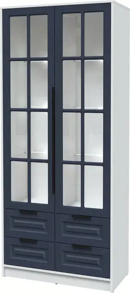 Изображение товара Шкаф с витриной Интерлиния  Концепт КТ-ШВ2 с подсветкой Деко (белый платинум/дуб королевский)