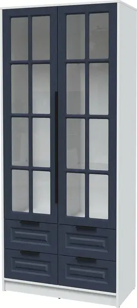 Изображение товара Шкаф с витриной Интерлиния Концепт КТ-ШВ2 Деко (белый платинум/дуб королевский)