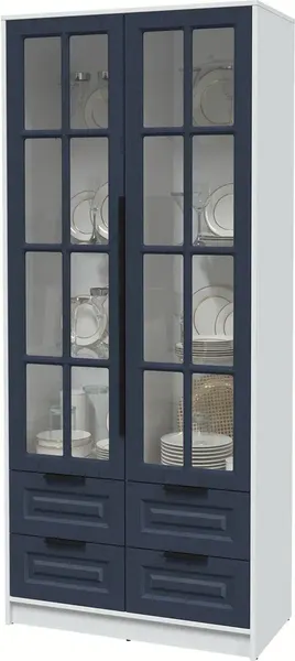 Изображение товара Шкаф с витриной Интерлиния Концепт КТ-ШВ2 Деко (белый платинум/дуб королевский)