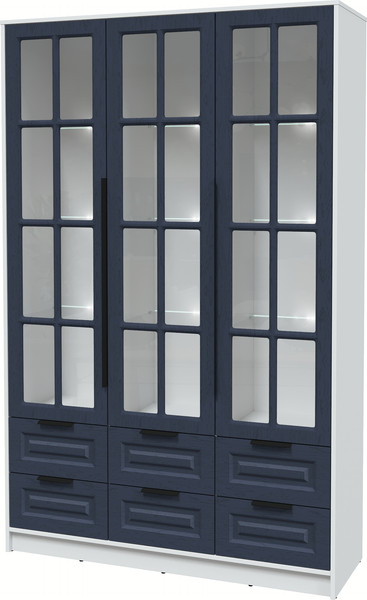 Изображение товара Шкаф с витриной Интерлиния Концепт КТ-ШВ3 с подсветкой Деко (белый платинум/дуб королевский)