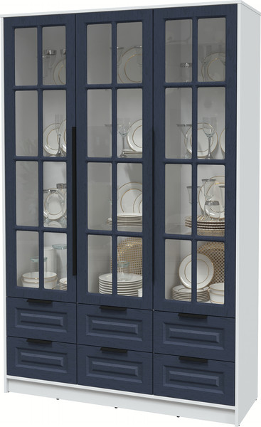 Изображение товара Шкаф с витриной Интерлиния Концепт КТ-ШВ3 Деко (белый платинум/дуб королевский)