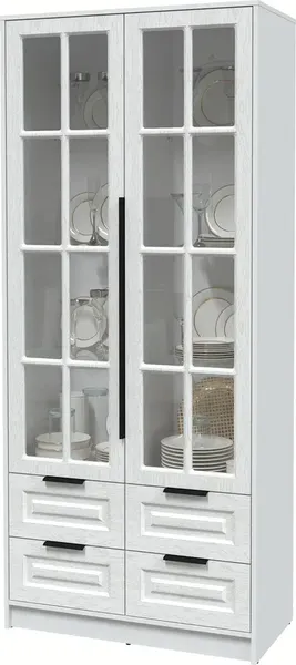 Изображение товара Шкаф с витриной Интерлиния Концепт КТ-ШВ2 Деко (белый платинум/дуб полярный)