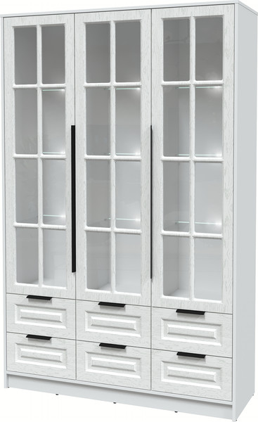 Изображение товара Шкаф с витриной Интерлиния Концепт КТ-ШВ3 с подсветкой Деко (белый платинум/дуб полярный)