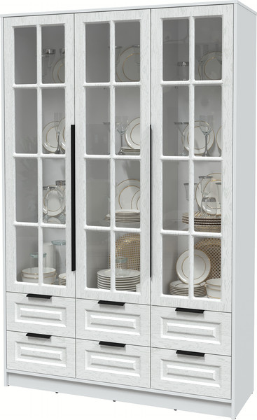 Изображение товара Шкаф с витриной Интерлиния Концепт КТ-ШВ3 Деко (белый платинум/дуб полярный)