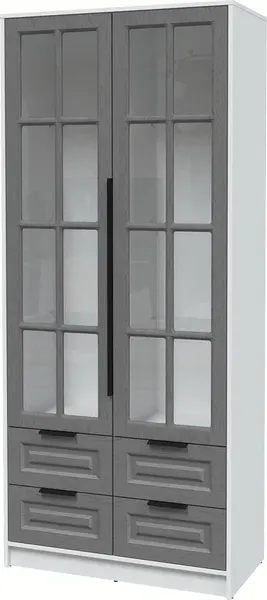 Изображение товара Шкаф с витриной Интерлиния Концепт КТ-ШВ2 Деко (белый платинум/дуб серый)