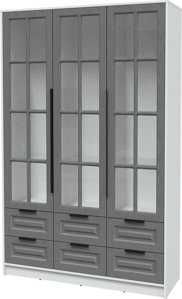 Изображение товара Шкаф с витриной Интерлиния Концепт КТ-ШВ3 Деко (белый платинум/дуб серый)