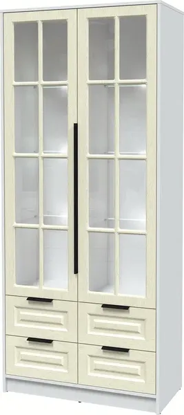 Изображение товара Шкаф с витриной Интерлиния Концепт КТ-ШВ2 с подсветкой Деко (белый платинум/дуб снежный)