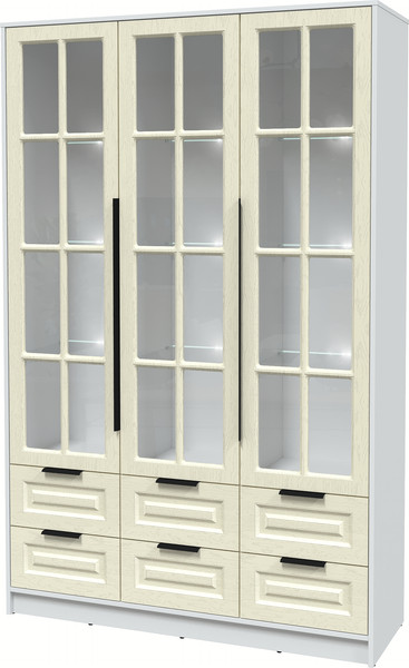 Изображение товара Шкаф с витриной Интерлиния Концепт КТ-ШВ3 с подсветкой Деко (белый платинум/дуб снежный)