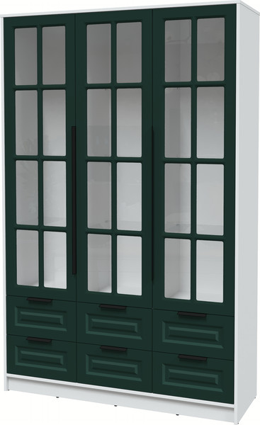 Изображение товара Шкаф с витриной Интерлиния Концепт КТ-ШВ3 Деко (белый платинум/изумруд)