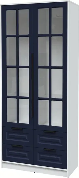 Изображение товара Шкаф с витриной Интерлиния Концепт КТ-ШВ2 Деко ( белый платинум/индиго)