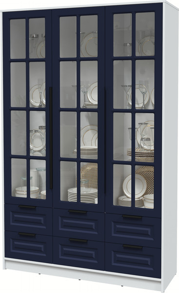 Изображение товара Шкаф с витриной Интерлиния Концепт КТ-ШВ3 Деко (белый платинум/индиго)