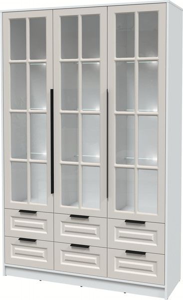 Изображение товара Шкаф с витриной Интерлиния Концепт КТ-ШВ3 с подсветкой Деко (белый платинум/кашемир)