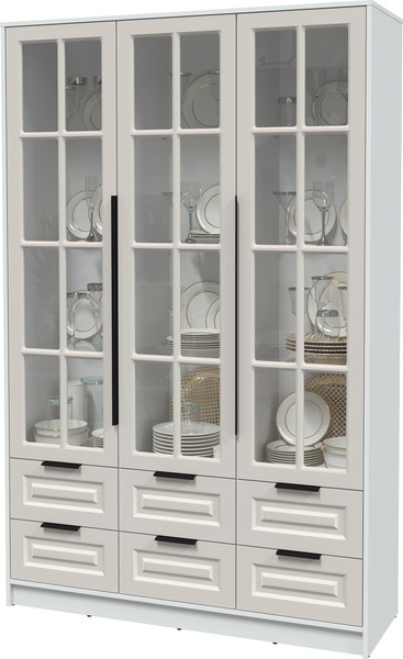 Изображение товара Шкаф с витриной Интерлиния Концепт КТ-ШВ3 Деко (белый платинум/кашемир)