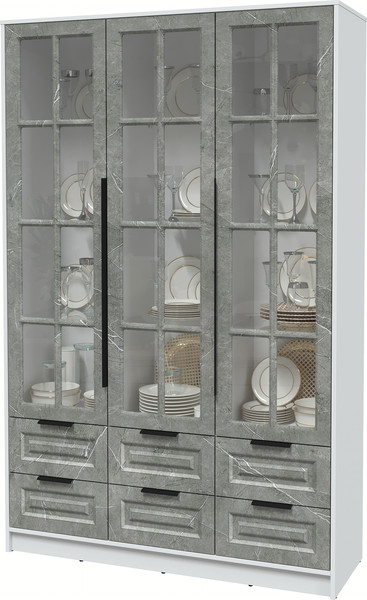 Изображение товара Шкаф с витриной Интерлиния Концепт КТ-ШВ3 Деко (белый платинум/керамика)