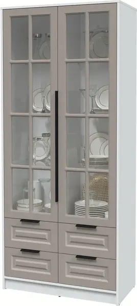 Изображение товара Шкаф с витриной Интерлиния Концепт КТ-ШВ2 Деко (белый платинум/луна)