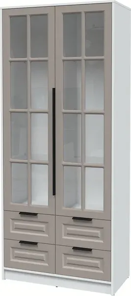 Изображение товара Шкаф с витриной Интерлиния Концепт КТ-ШВ2 Деко (белый платинум/луна)