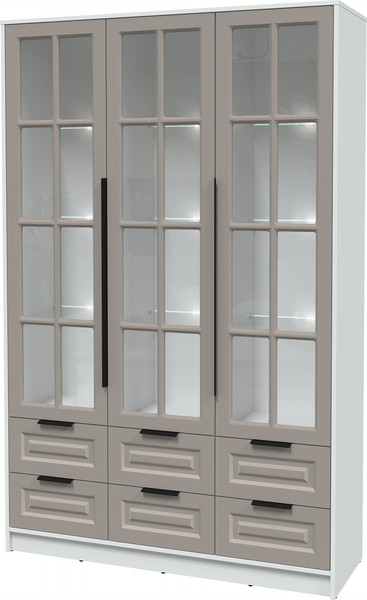 Изображение товара Шкаф с витриной Интерлиния Концепт КТ-ШВ3 с подсветкой Деко (белый платинум/луна)