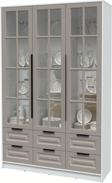 Изображение товара Шкаф с витриной Интерлиния Концепт КТ-ШВ3 Деко (белый платинум/луна)