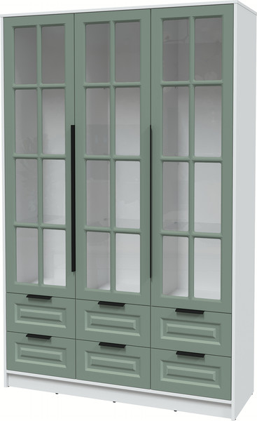 Изображение товара Шкаф с витриной Интерлиния Концепт КТ-ШВ3 Деко (белый платинум/мята)