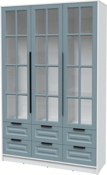 Изображение товара Шкаф с витриной Интерлиния Концепт КТ-ШВ3 Деко (белый платинум/океан)