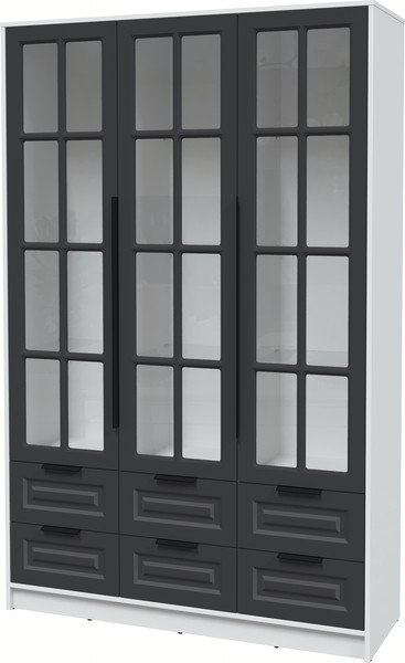 Изображение товара Шкаф с витриной Интерлиния Концепт КТ-ШВ3 Деко (белый платинум/пепел)