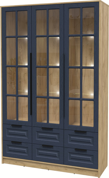 Изображение товара Шкаф с витриной Интерлиния Концепт КТ-ШВ3 с подсветкой Деко (дуб золотой/дуб королевский)