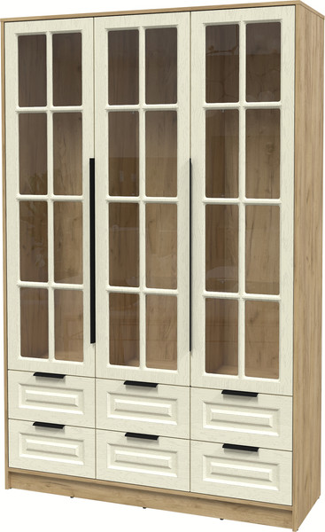 Изображение товара Шкаф с витриной Интерлиния Концепт КТ-ШВ3 Деко (дуб золотой/дуб снежный)