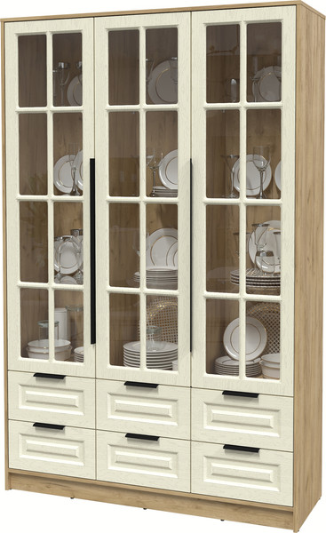 Изображение товара Шкаф с витриной Интерлиния Концепт КТ-ШВ3 Деко (дуб золотой/дуб снежный)