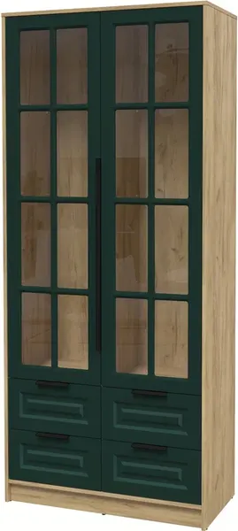 Изображение товара Шкаф с витриной Интерлиния  Концепт КТ-ШВ2 Деко (дуб золотой/изумруд)
