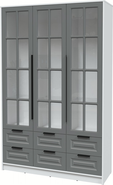 Изображение товара Шкаф с витриной Интерлиния Концепт КТ-ШВ3 Деко (белый платинум/серый)