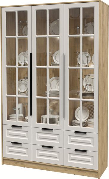 Изображение товара Шкаф с витриной Интерлиния Концепт КТ-ШВ3 с подсветкой Деко (дуб золотой/кашемир)