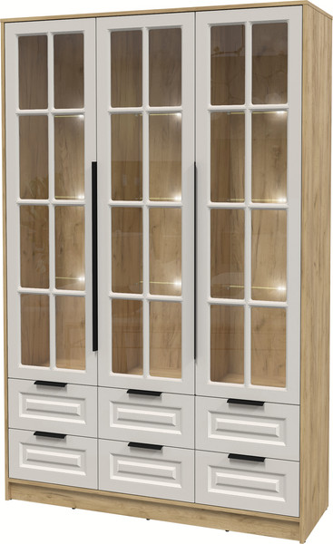 Изображение товара Шкаф с витриной Интерлиния Концепт КТ-ШВ3 с подсветкой Деко (дуб золотой/кашемир)