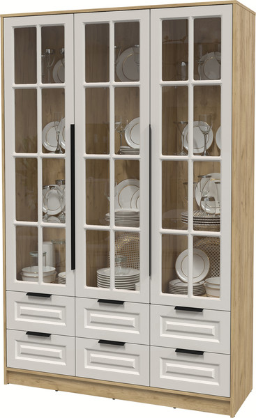 Изображение товара Шкаф с витриной Интерлиния Концепт КТ-ШВ3 Деко (дуб золотой/кашемир)