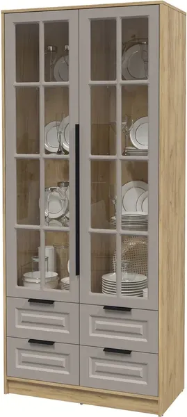 Изображение товара Шкаф с витриной Интерлиния Концепт КТ-ШВ2 Деко (дуб золотой/луна)