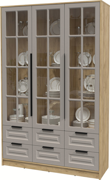 Изображение товара Шкаф с витриной Интерлиния Концепт КТ-ШВ3 Деко (дуб золотой/луна)